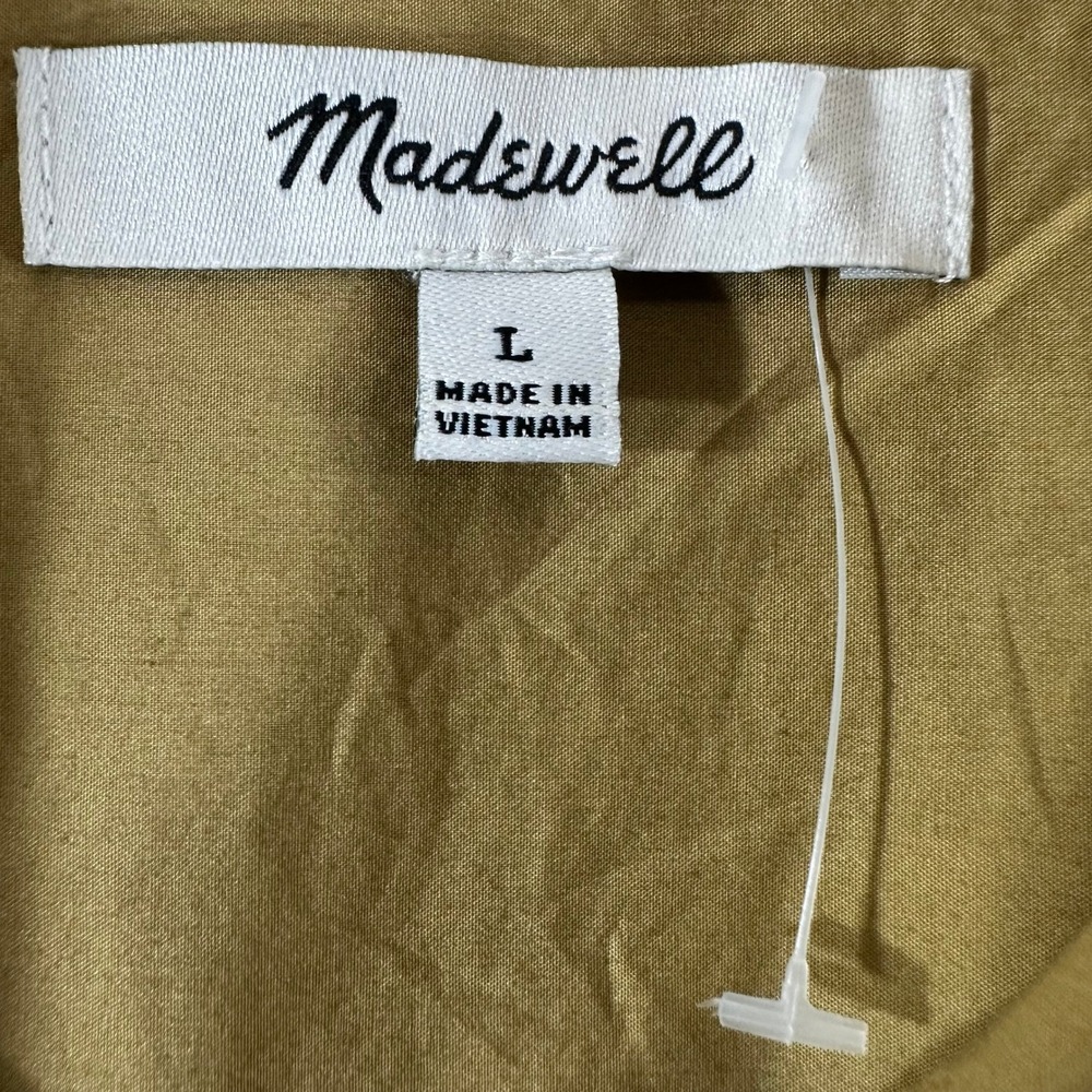 Madewell Womens L Cotton Button Front Utility Shirt Olive Mustard Long Sleeve - Picture 2 of 7